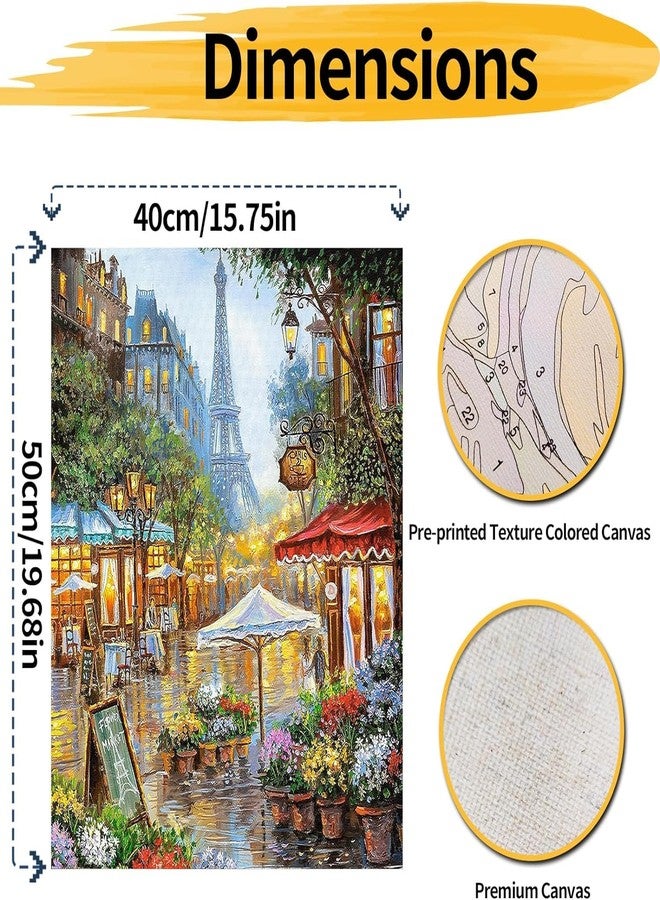 TREXEE DIY Paint by Numbers for Adults & Kids , Painting by Number Kits On Canvas,Without Frame DIY Color Oil Painting Acrylic Paints PNB Painting ,Home Wall Decor Effiel Tower Paris (40x50CM/16X20in) (No Frame) - Image 2