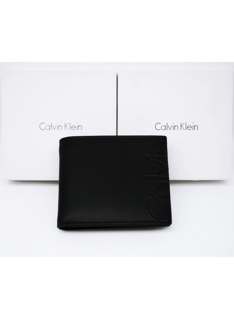 Calvin Klein Jeans Men's Genuine Leather Bi-Fold Wallet Black T8WE1.18