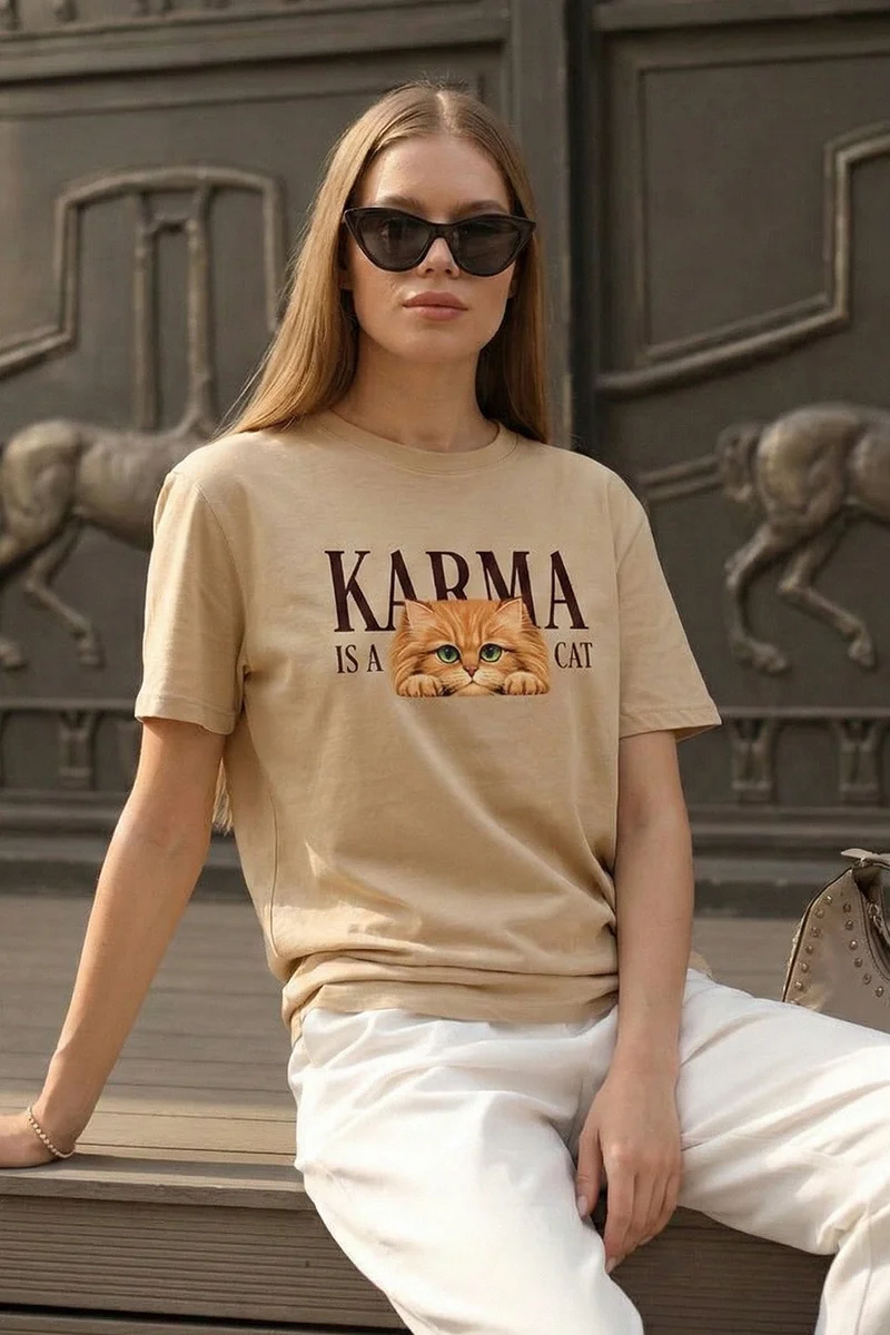 جونبيري JUNEBERRY® Trendy Women’s Regular Fit Printed Pure Cotton T-Shirt – Soft Casual Graphic Tee, Perfect (JB_55_KIAC_SW_XL)