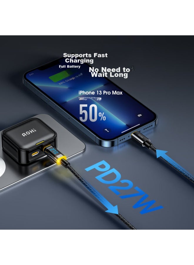 Aohi Mfi Certified Digital Display Cable C-lightning Apple Fast Charging Cable Pd Black 1.2m 3a Braided Cable With Indicator Light, Suitable For Iphone 13/12/ipad - Image 4