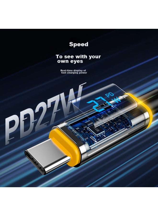 Aohi Mfi Certified Digital Display Cable C-lightning Apple Fast Charging Cable Pd Black 1.2m 3a Braided Cable With Indicator Light, Suitable For Iphone 13/12/ipad - Image 3