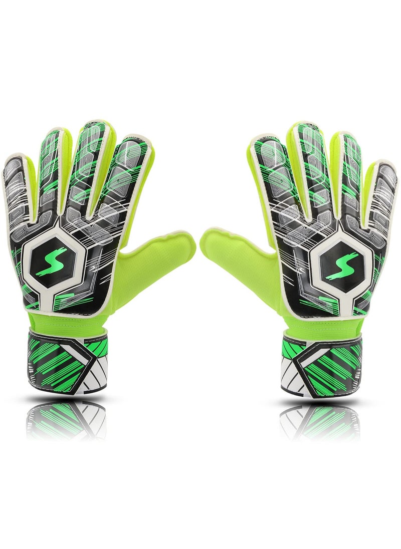 Generic - Kids Football Gloves for Training, Youth Soccer Goalie Gear with Strong Grip Palms, Ideal for Boys and Children, Size 9, Green Color - Image 1