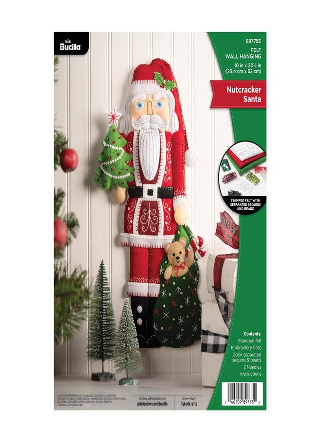 Bucilla, Nutcracker Santa, Perfect for DIY Arts and Crafts Projects Felt Wall Hanging Kit, 89775E - Image 1