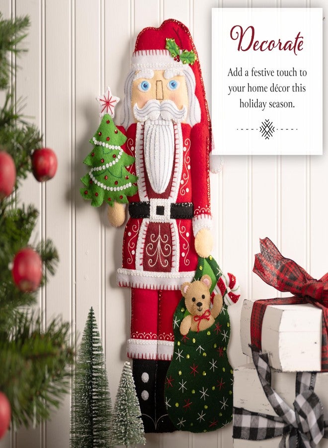 Bucilla, Nutcracker Santa, Perfect for DIY Arts and Crafts Projects Felt Wall Hanging Kit, 89775E - Image 4