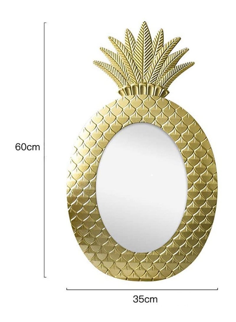 Pine Apple Shaped Decorative Hanging Wall Mirror Vintage Dresser Decor Rattan Makeup Mirror Household Cosmetic Dressing Photography Mirror - Image 4