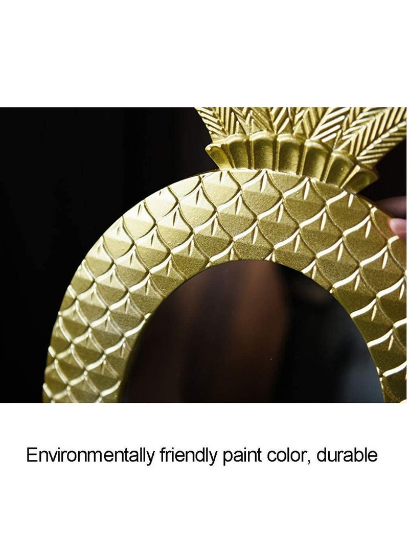 Pine Apple Shaped Decorative Hanging Wall Mirror Vintage Dresser Decor Rattan Makeup Mirror Household Cosmetic Dressing Photography Mirror - Image 3