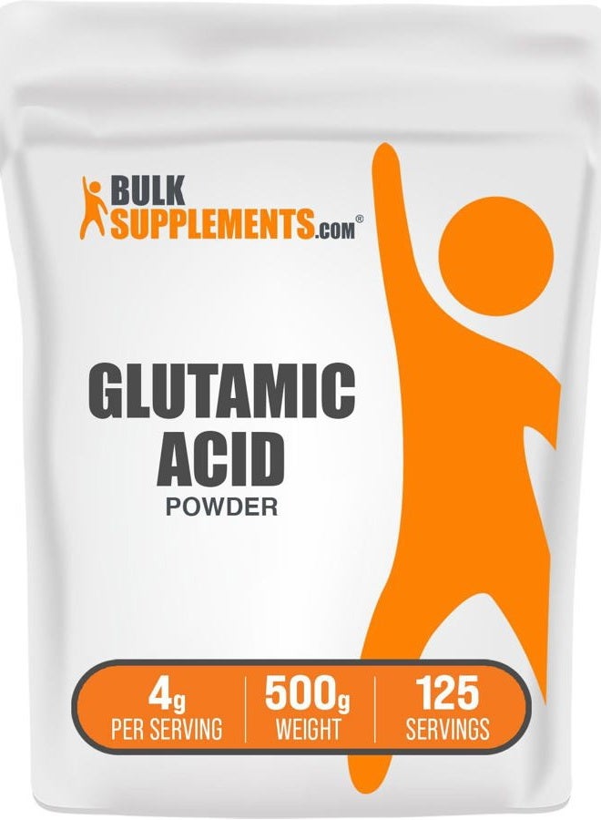 BULKSUPPLEMENTS.COM .com مسحوق حمض L-جلوتاميك - مكمل جلوتامات، مكمل أحماض أمينية - لصحة الأمعاء، خالي من الغلوتين، 4000 ملغ لكل حصة، 500 غ (1.1 رطل) (عبوة من 1) - Image 1