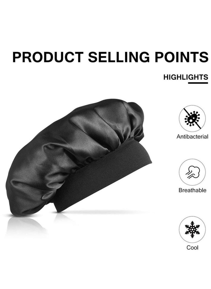 NIBEMINENT Mobestech 3Pcs Sleep Night Caps Wide Band Silk Satin Bonnet Head Cover Soft Hair Turban Chemo Loss Hats for Women - Image 4