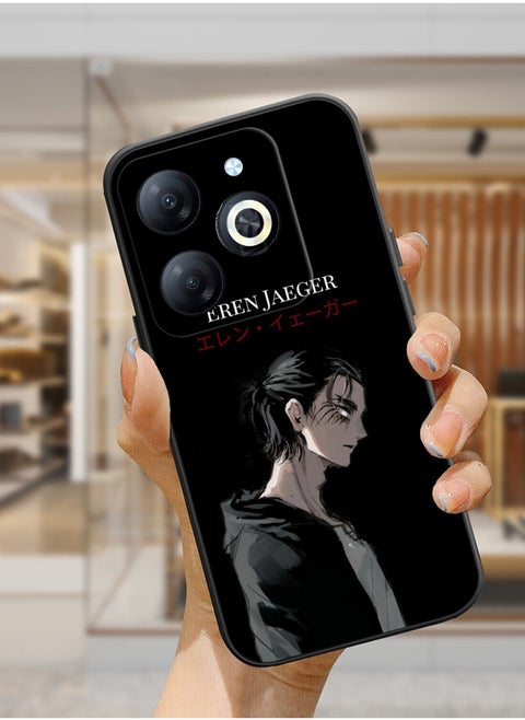 Protective Shockproof Case Cover For Infinix Smart 8 Eren Yeager Attack on Titan simple design Drawing