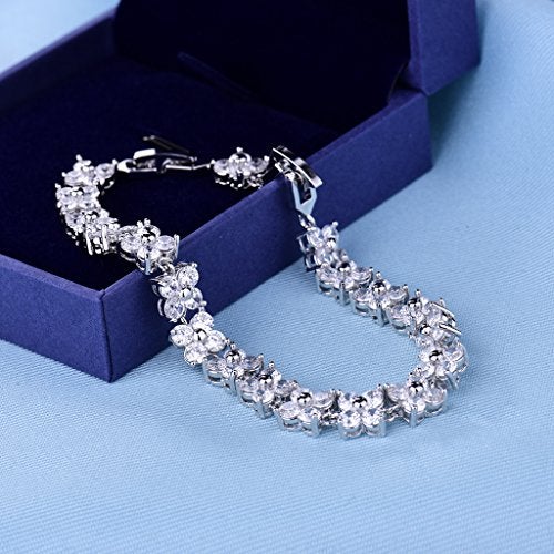 GULICX Crystal White Gold Plated Women Roman Bracelet Jewelry - Image 2