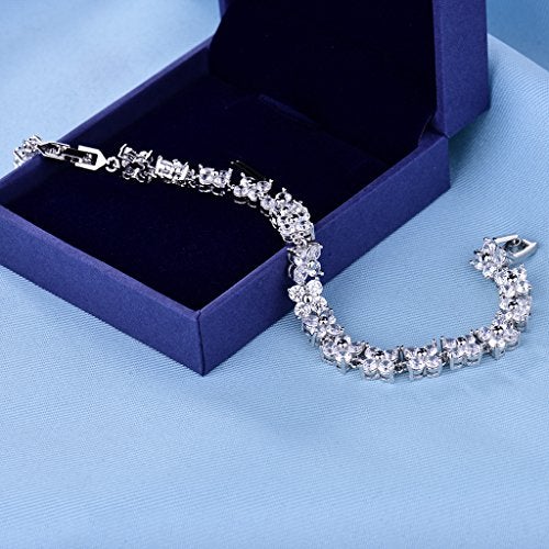 GULICX Crystal White Gold Plated Women Roman Bracelet Jewelry - Image 3