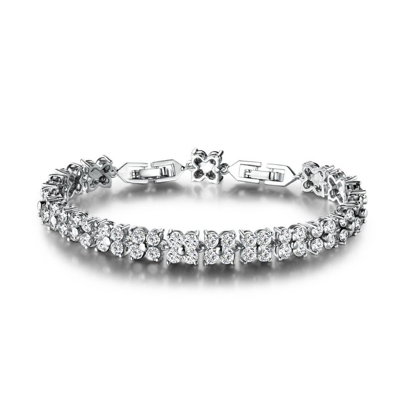 GULICX Crystal White Gold Plated Women Roman Bracelet Jewelry - Image 5