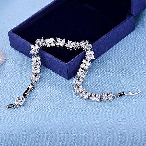 GULICX Crystal White Gold Plated Women Roman Bracelet Jewelry - Image 4