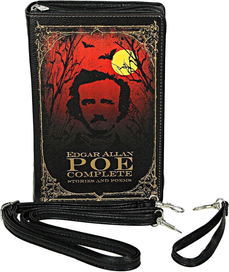 Things2Die4 Black Vinyl Edgar Allen Poe Stories & Poetry Book Handbag Novelty Clutch Purse Crossbody Bag - Image 4