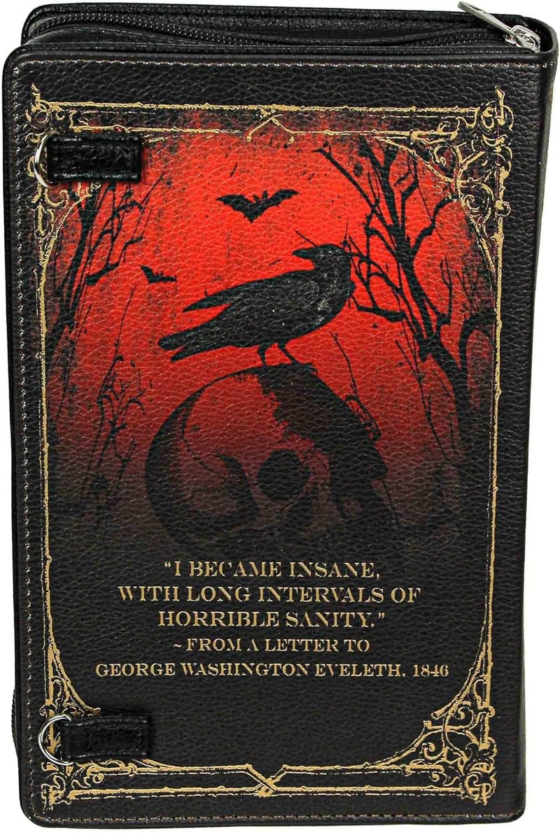 Things2Die4 Black Vinyl Edgar Allen Poe Stories & Poetry Book Handbag Novelty Clutch Purse Crossbody Bag - Image 3