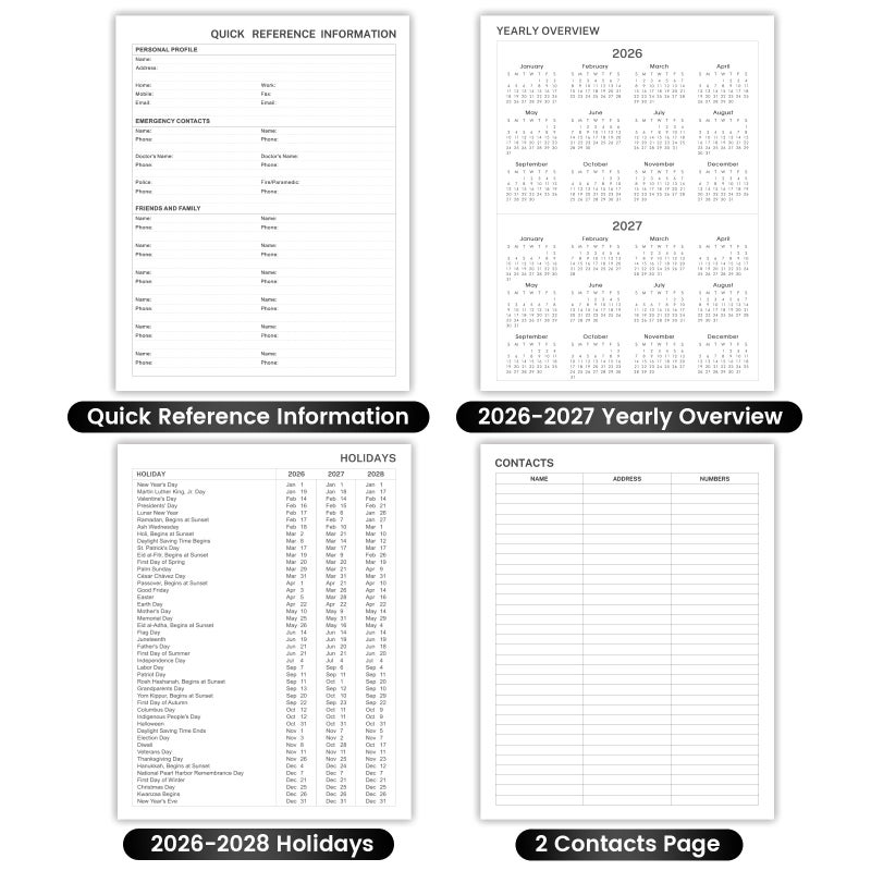 MaaIbok مخطط 2026 - مخطط أسبوعي شهري 2026، 8" × 10"، يناير - ديسمبر 2026، مخطط/تقويم 2026 مع صفحة ملاحظات أسبوعية، غلاف صلب، حلقة قلم، شريط مرن، جيب داخلي - Image 5
