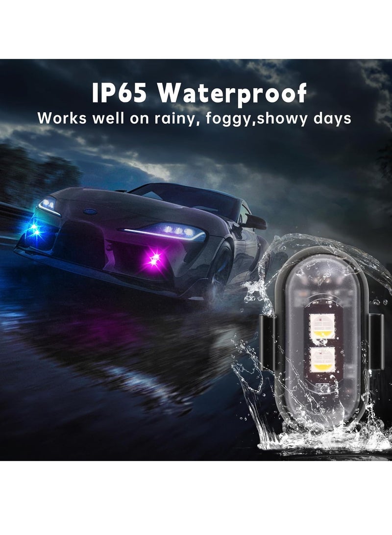 Generic Wireless LED Lights for Car 4PCS with Remote Control, Wireless LED Strobe Lights 8 Colors USB Charge IP65 Waterproof Anti-Collision for Car Motorcycle Drone RC Aircraft Bike, Black  - Image 3