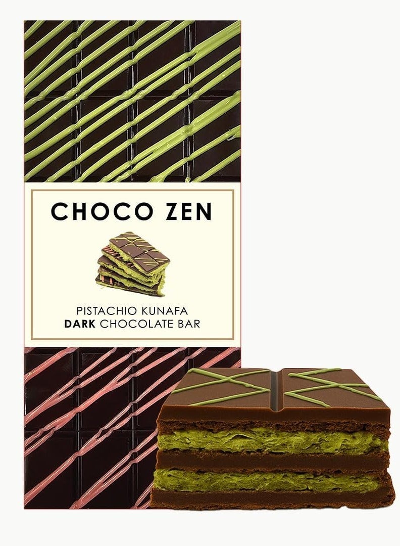 Choco Zen Premium Pistachio Kunafa Dark Chocolate Bar 100g - Image 1