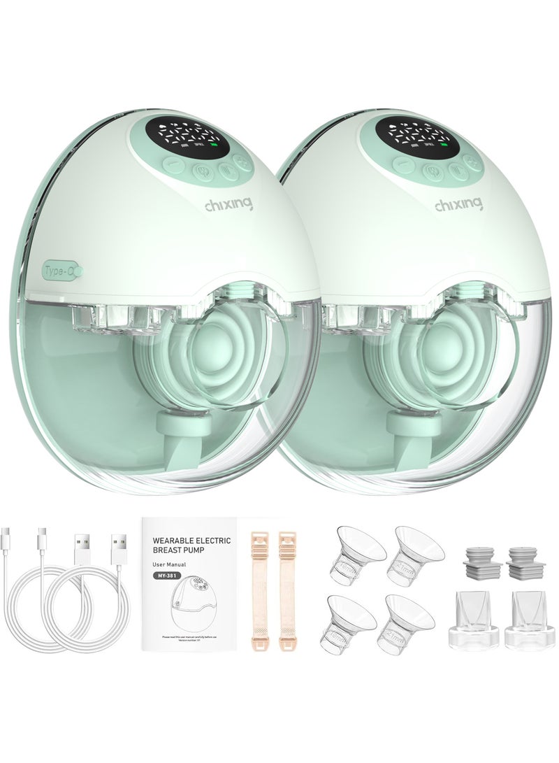 chixing مضخة ثدي كهربائية ذكية قابلة للارتداء، عبوتان (2-Pack)، مضخة ثدي بدون استخدام اليدين، تصميم واقٍ من الغبار مع حامل، 4 أوضاع و12 مستوى، مضخة حليب الأم مع تنبيهات صوتية، بطارية 1200 مللي أمبير، هادئة جدًا ≤48 ديسيبل، شاشة LED، وظيفة الذاكرة - Image 1