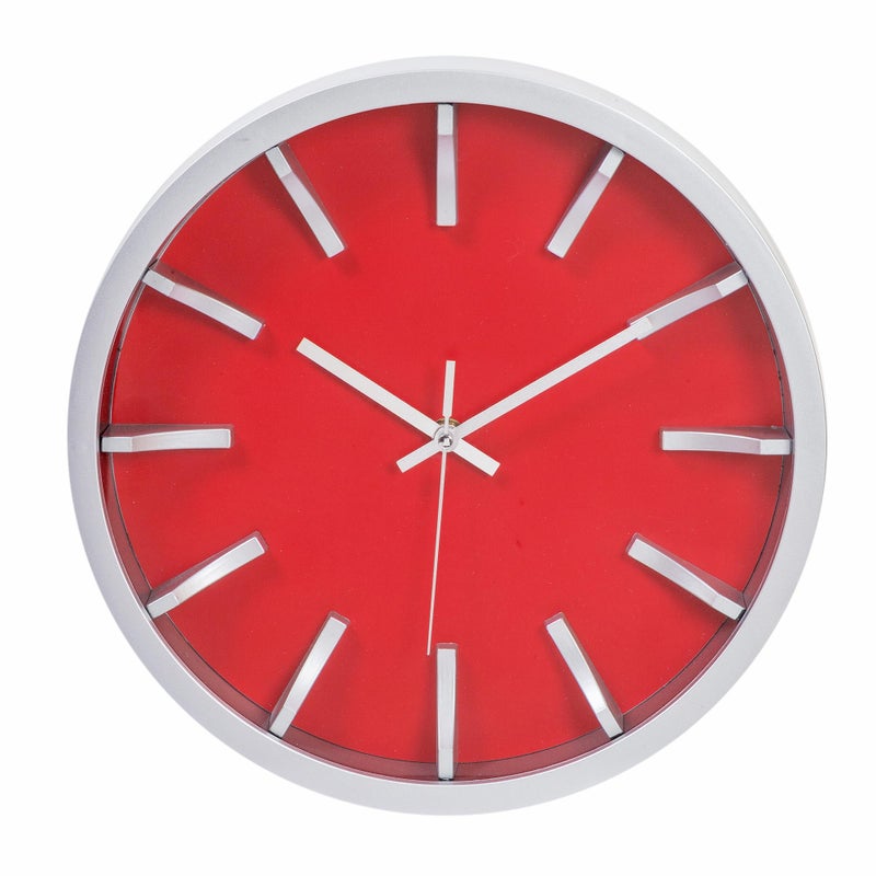 Kiera Grace Wall Clock 12 Inch Red Simple Modern Wall Clocks Battery Operated Silent Non Ticking Bright Color Home Decor for Living Room Kitchen Bathroom