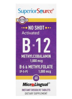 Activated B-12 Methylcobalamin B-6 (P-5-P) & Methylfolate 60 MicroLingual® Instant Dissolve Tablets