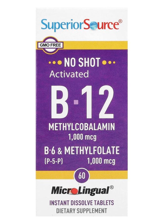 Superior Source - Activated B-12 Methylcobalamin B-6 (P-5-P) & Methylfolate 60 MicroLingual® Instant Dissolve Tablets - Image 1