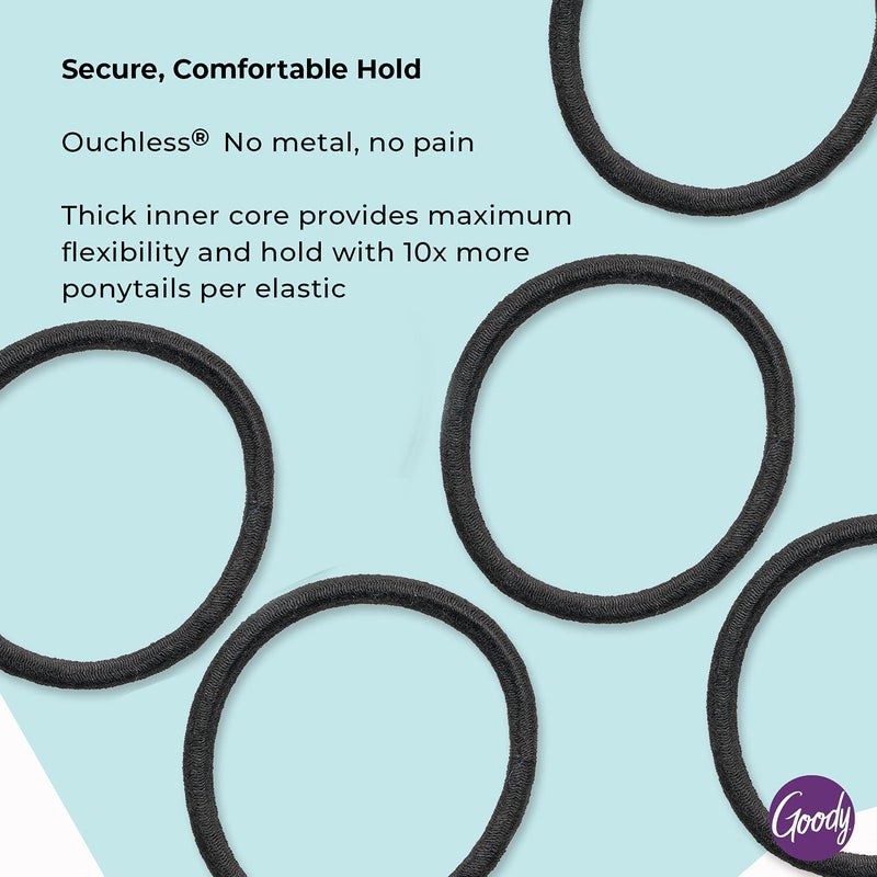 Goody Ouchless Womens Elastic Hair Tie - 29 Count, Black - 2MM for Fine to Medium Hair - Pain-Free Hair Accessories for Women Perfect for Long Lasting Braids, Ponytails and More - Image 3