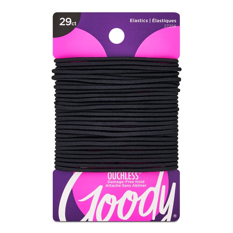 Goody Ouchless Womens Elastic Hair Tie - 29 Count, Black - 2MM for Fine to Medium Hair - Pain-Free Hair Accessories for Women Perfect for Long Lasting Braids, Ponytails and More - Image 1