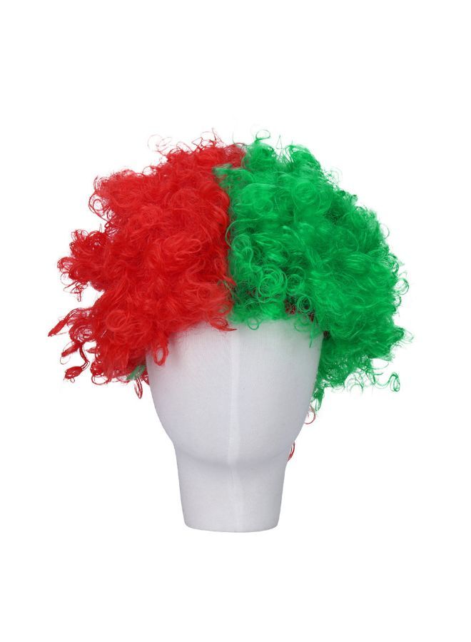 Loquat Russia 2018 Football Theme Fluffy Wig Red/Green 18x10x5cm - Image 2