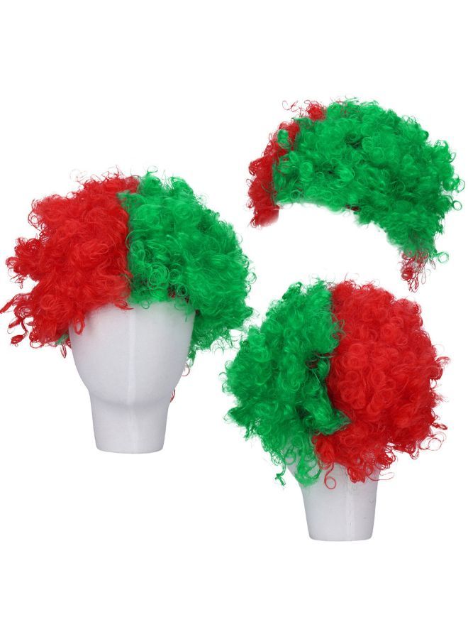Loquat Russia 2018 Football Theme Fluffy Wig Red/Green 18x10x5cm - Image 4