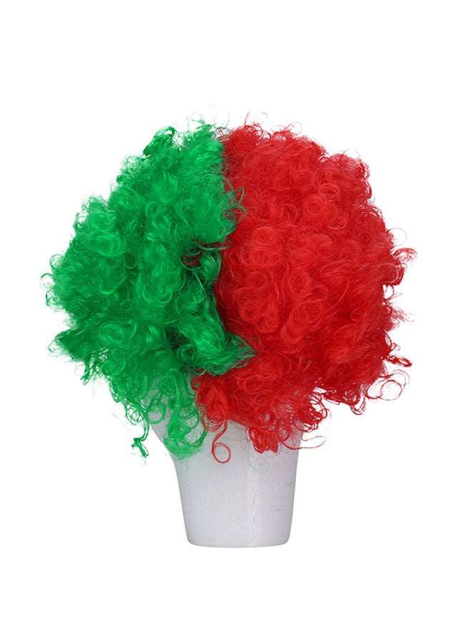 Loquat Russia 2018 Football Theme Fluffy Wig Red/Green 18x10x5cm - Image 1