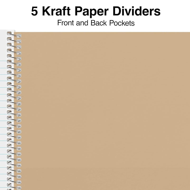Staples STAPLES Premium 5Subject Notebook 85 x 11Inch College Ruled 200 Sheets Brown Cover TR52122 - Image 4
