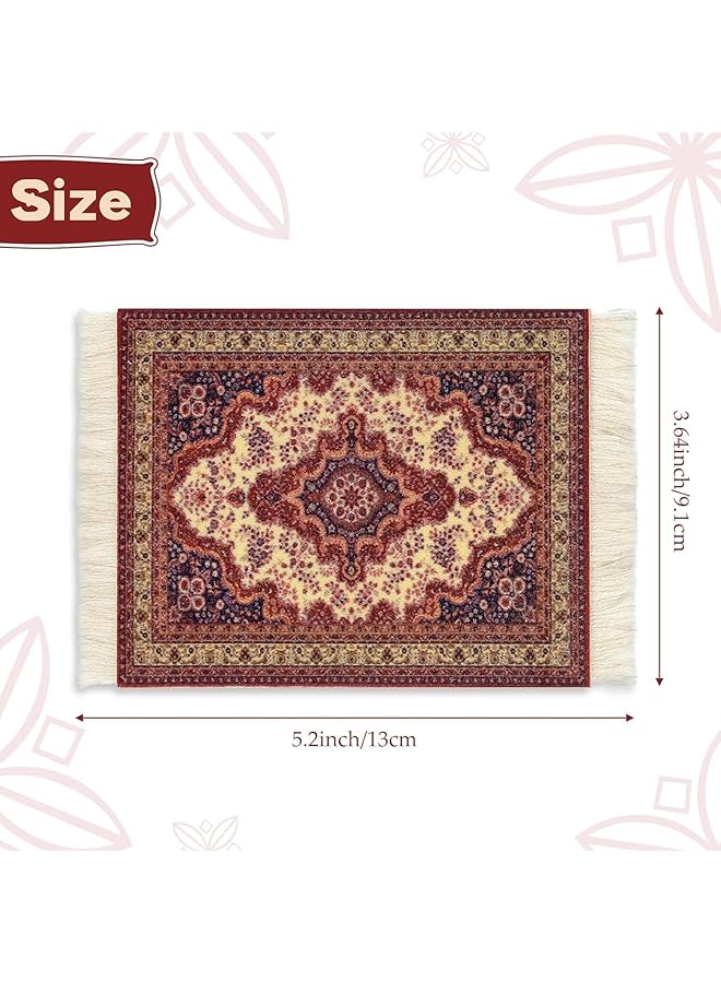 erorex 4 Pieces Rug Table Coasters Table Drink Holders Oriental Design Fabric Carpet Drink Mats Oriental Design Fabric Elegant Carpets Kitchen And Bar Mats For Home Office And More - Image 2