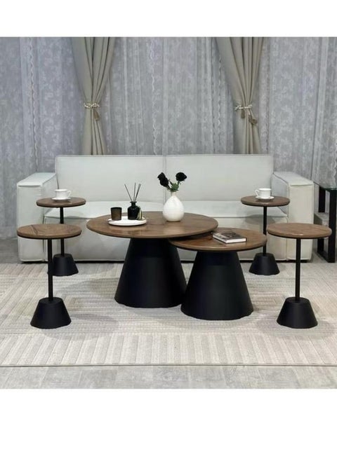 A 5-piece table set consisting of a coffee table and 4 coffee and tea side tables that meets all your needs