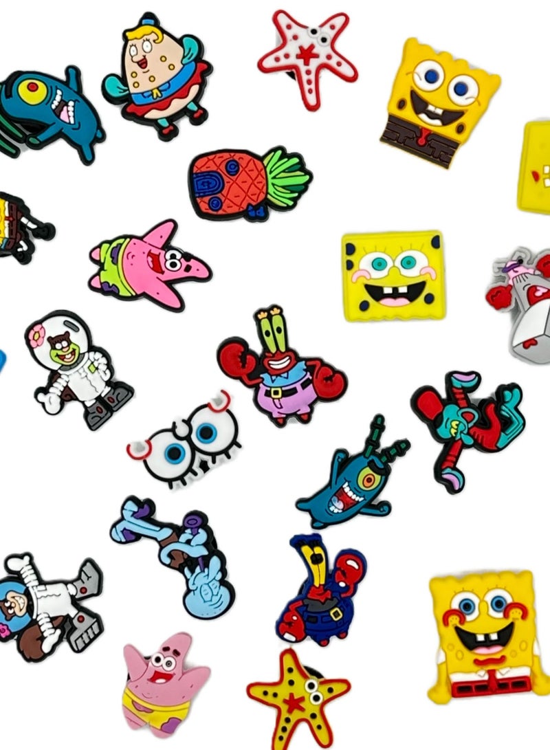 Sponge Bob Designs Shoe Decoration Charms Crocs Shoes Slippers and Mini Charm Bracelet Wristband for Men Women and Kids 26 pieces - Image 3