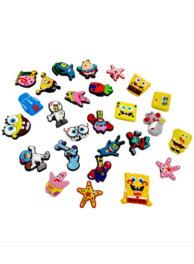 Sponge Bob Designs Shoe Decoration Charms Crocs Shoes Slippers and Mini Charm Bracelet Wristband for Men Women and Kids 26 pieces - Image 1