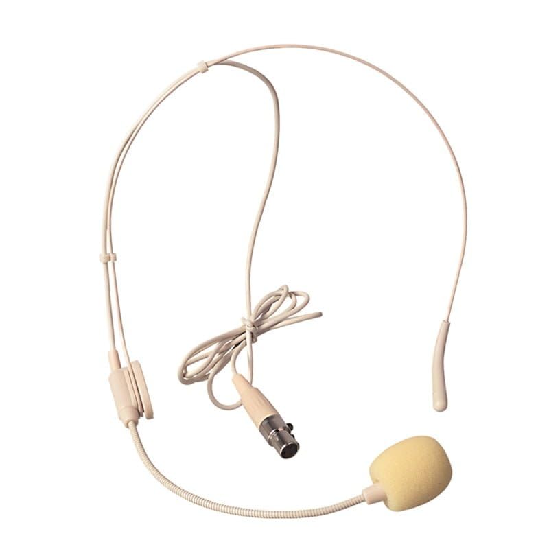 kh Professional Hands Free Headset/Headworn Microphone - 3 Pin Mini XLR Head Microphone for Bodypack Transmitter Beige Single Earhook Omnidirectional Headset Head Mic - Image 1
