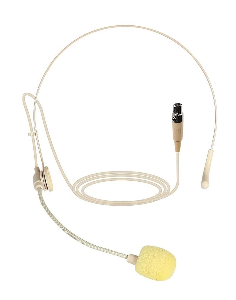 kh Professional Hands Free Headset/Headworn Microphone - 3 Pin Mini XLR Head Microphone for Bodypack Transmitter Beige Single Earhook Omnidirectional Headset Head Mic - Image 5