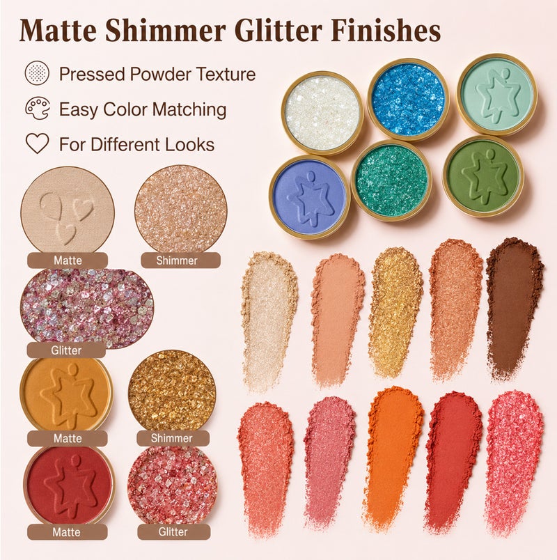 Me Now 70 Color Eye & Face Makeup Palette All-in-One Eyeshadow Blush Highlighter Cosmetic Kit with Mirror and 5 Tools Matte Shimmer Glitter Shades for Daily Makeup - Image 5