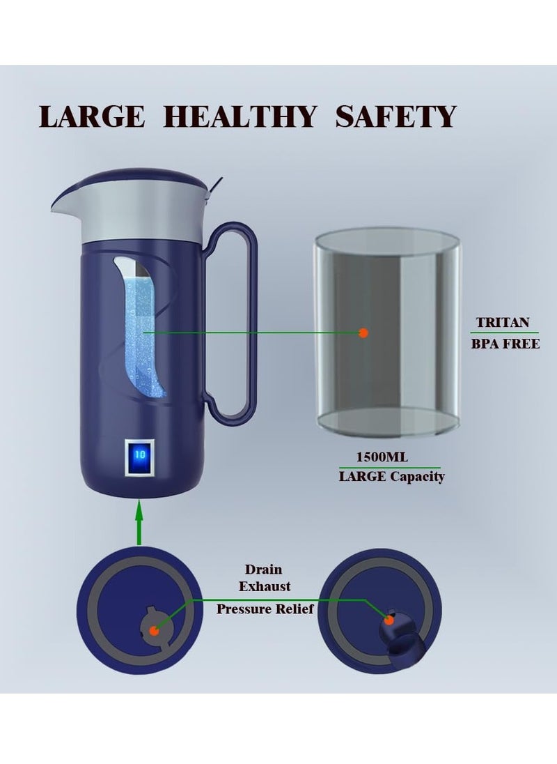 Excefore - 1.5L Hydrogen Water Bottle Generator, Hydrogen Rich Water Machine, SPE PEM Technolog Constant Temperature Heating Hydrogen Generator Water Kettle Pitcher, Make Clean Water for Home - Image 1