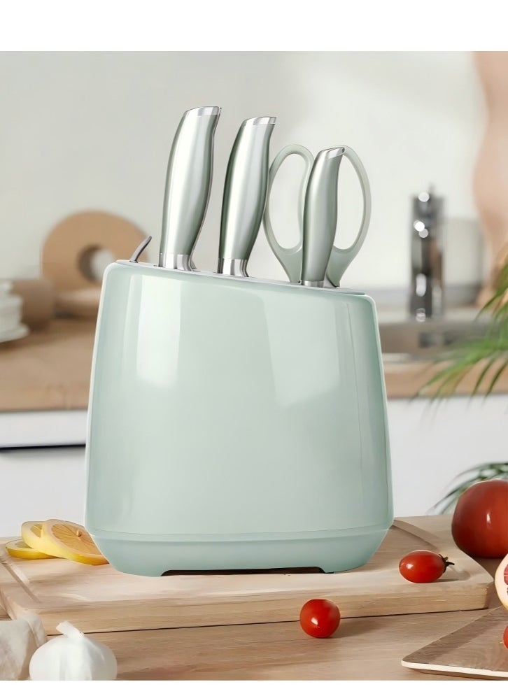 C&E Kitchen knife set, 6-piece set of emerald green sharp knives, suitable for the kitchen, non-stick and anti-slip stainless steel kitchen knife set, with emerald green knife holder, suitable for home or dining room use  - Image 4