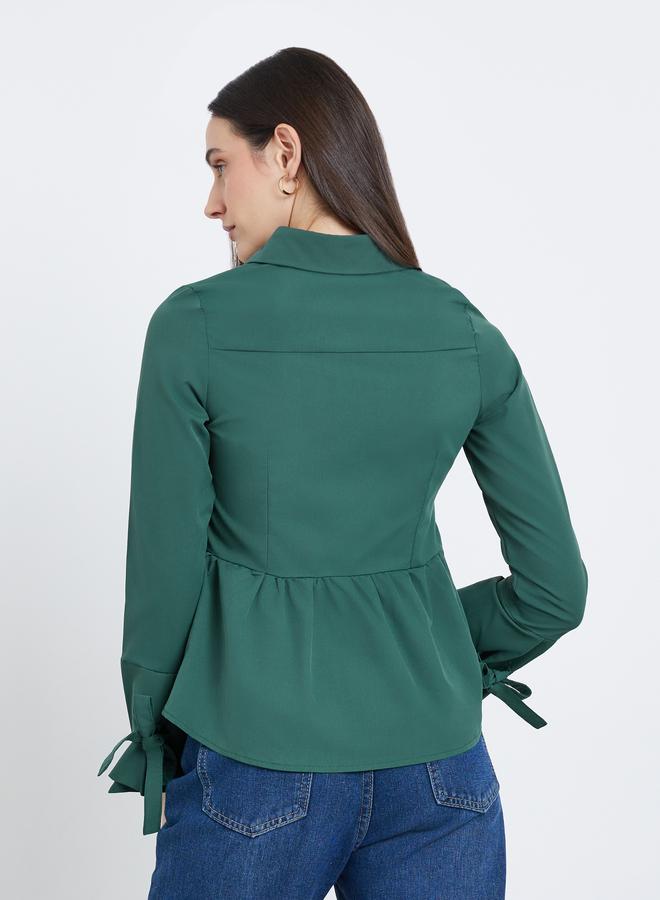 ستايلي بلوزة نسائية بأسلوب غير متماثل باللون الأخضر - Image 4
