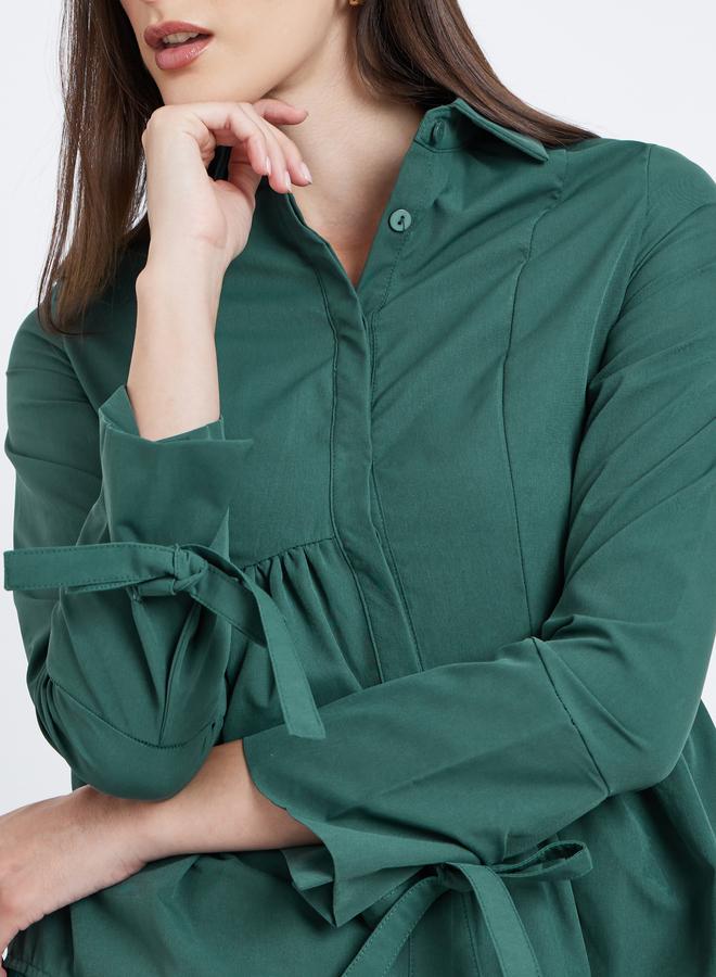 ستايلي بلوزة نسائية بأسلوب غير متماثل باللون الأخضر - Image 3