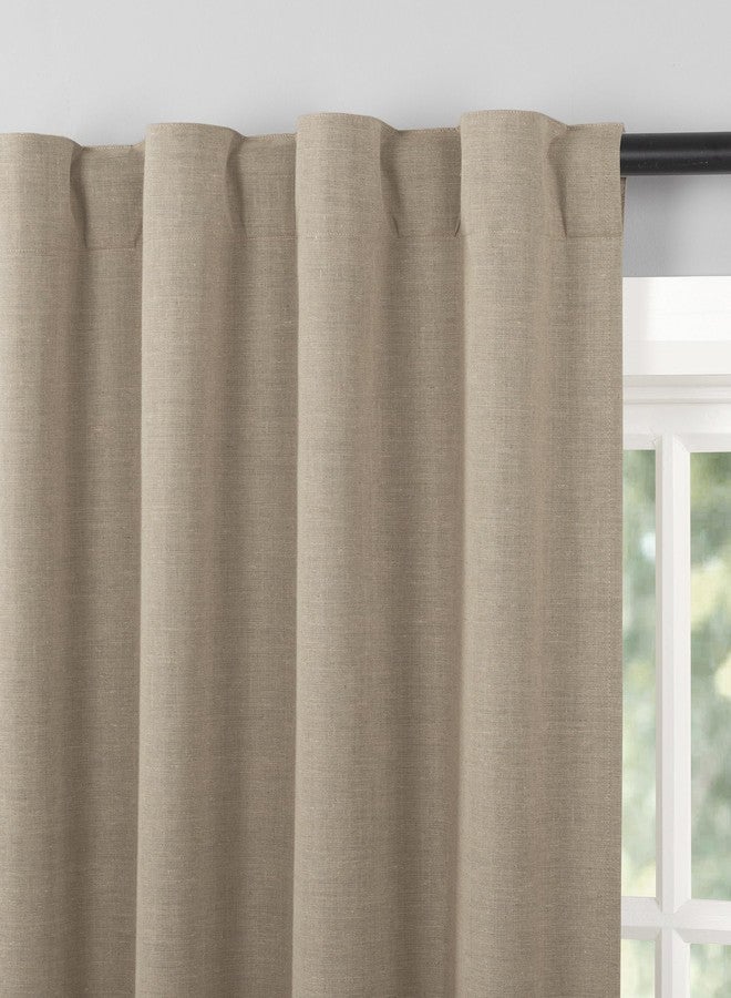 Sun Zero Treviso Linen Blend Magnetic Closure 100% Blackout Back Tab Curtain Panel, 40" x 84", Taupe - Image 3