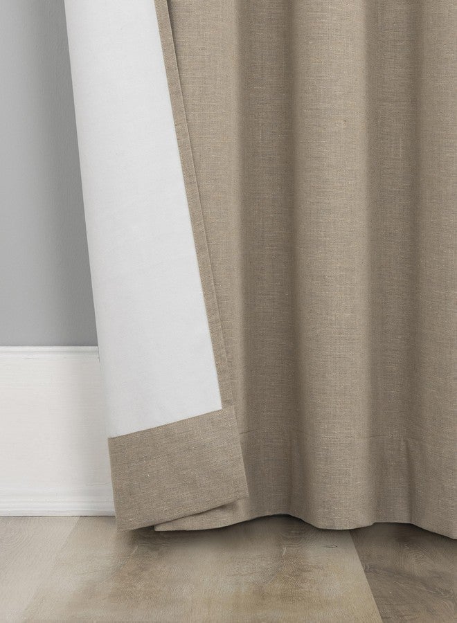 Sun Zero Treviso Linen Blend Magnetic Closure 100% Blackout Back Tab Curtain Panel, 40" x 84", Taupe - Image 5