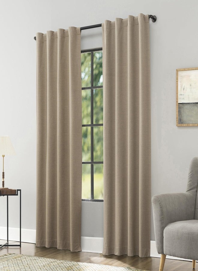 Sun Zero Treviso Linen Blend Magnetic Closure 100% Blackout Back Tab Curtain Panel, 40" x 84", Taupe - Image 1