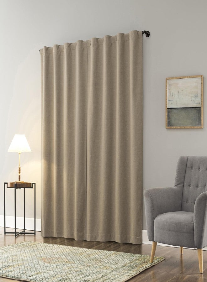 Sun Zero Treviso Linen Blend Magnetic Closure 100% Blackout Back Tab Curtain Panel, 40" x 84", Taupe - Image 2