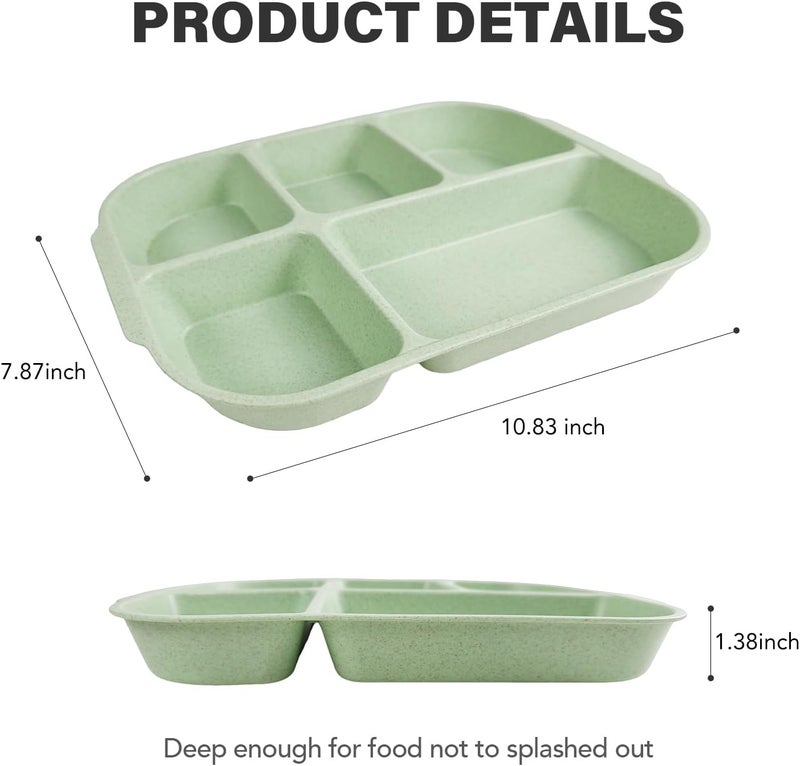 greenandlife 108 Inch 4PCS Divided Plates for Kids Adults Portion Control Plates Dishwasher  Microwave Safe Compartment Plate Unbreakable Lightweight Reusable Wheat Straw Plates INS - Image 2