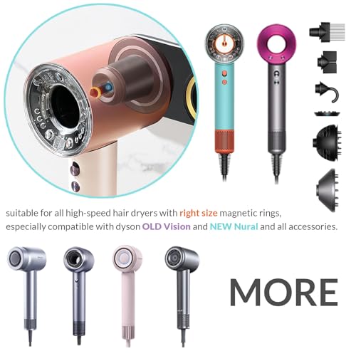 simpletome Hair Dryer Holder Wall Mount for All Magnetic High Speed Blow Dryer with Plug Cord Organizer Hook (Aluminum Alloy, Black) - Image 2