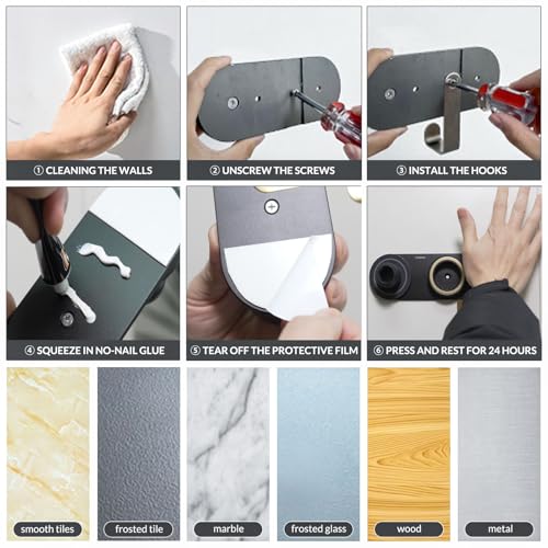 simpletome Hair Dryer Holder Wall Mount for All Magnetic High Speed Blow Dryer with Plug Cord Organizer Hook (Aluminum Alloy, Black) - Image 5